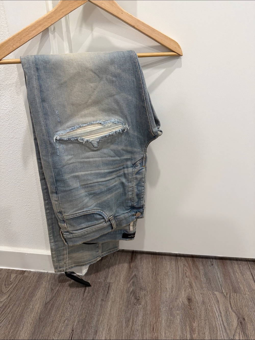 AMIRI Light Blue Distressed Slim Straight Jeans Authentic